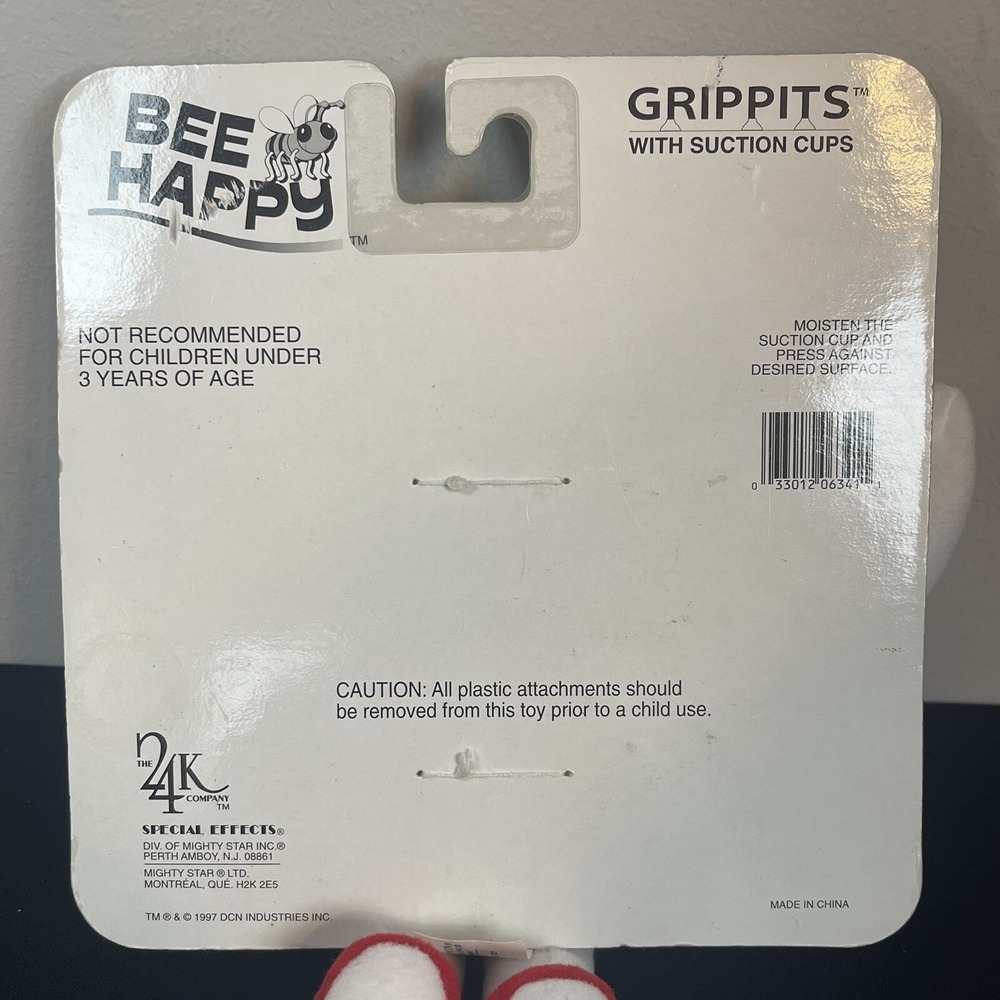 Vtg 1997 Special Effects 24K Smiley Face Grippits Bee Happy Stuffed Plush NOS - Picture 3 of 4